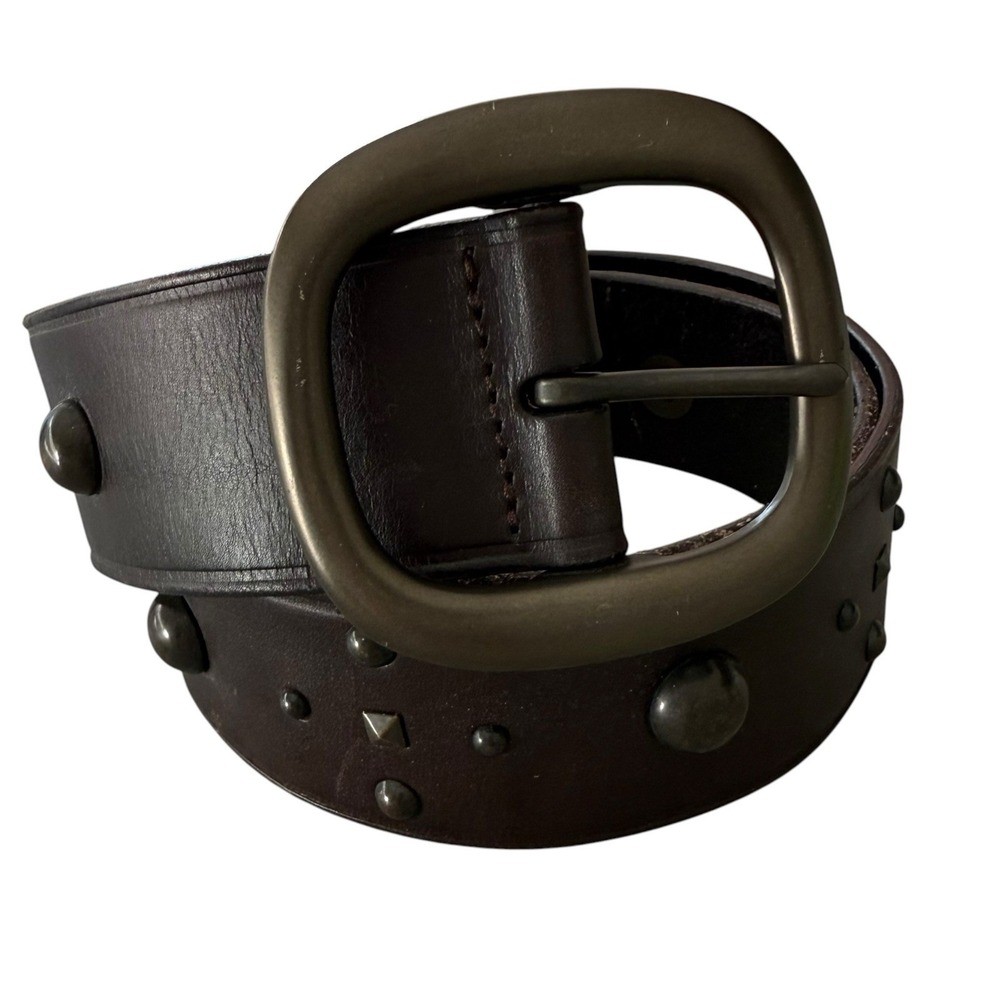 VTG Y2K Gap Genuine Leather Studded Belt Brown Sz Small Womens Western Boho USA